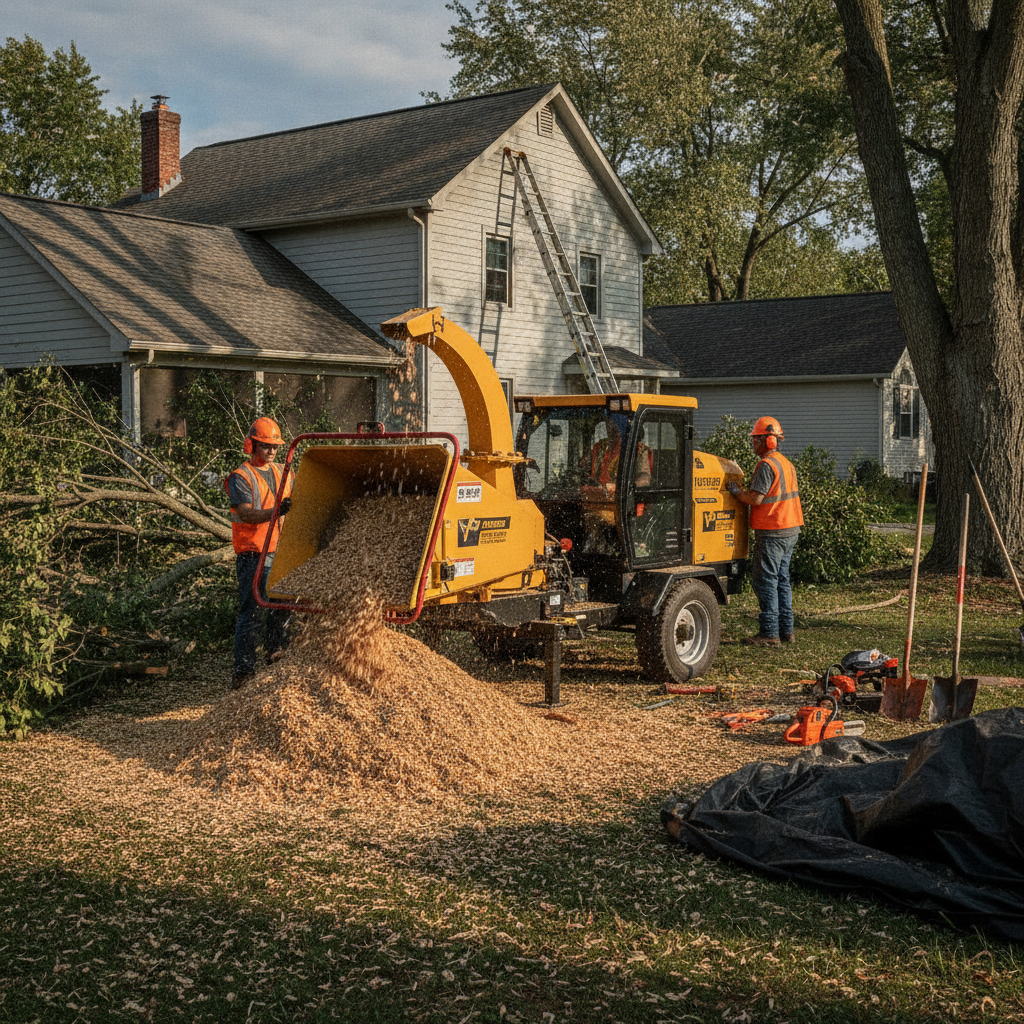 Worksite operations and equipment detail in Akron, OH